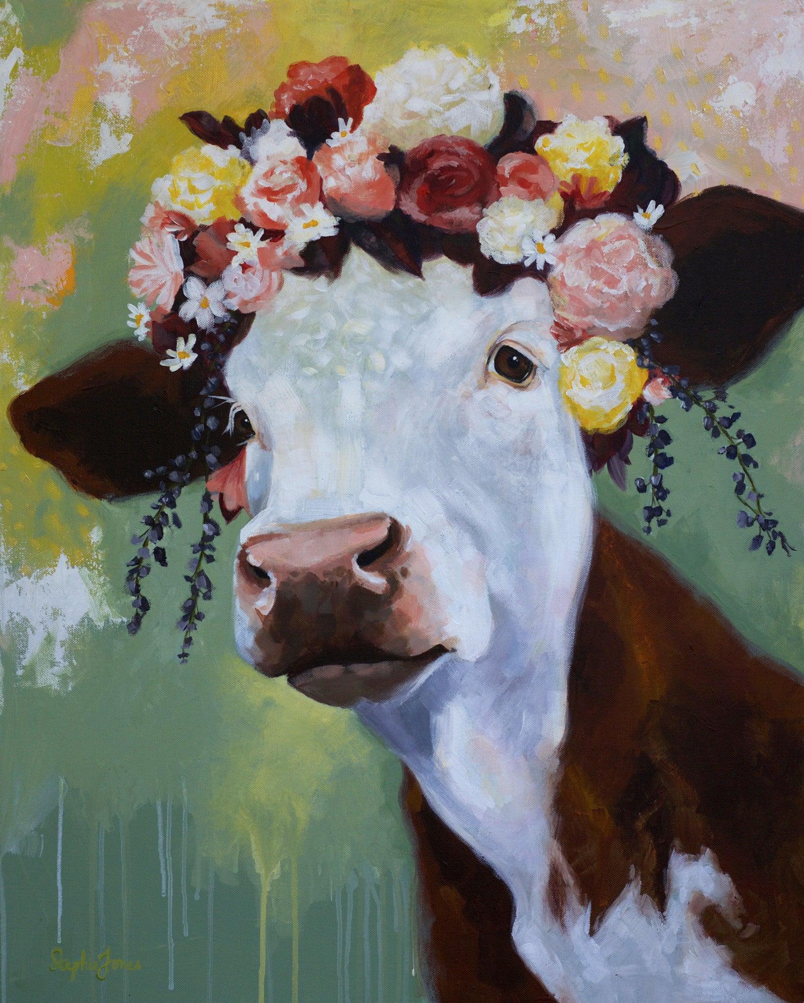 Bovine Divine, Original Paintings painting by Virginia Beach Artist Stephie Jones