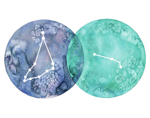 Art Print - Capricorn And Aries painting by Virginia Beach Artist Stephie Jones