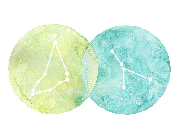 Art Print - Capricorn And Cancer painting by Virginia Beach Artist Stephie Jones