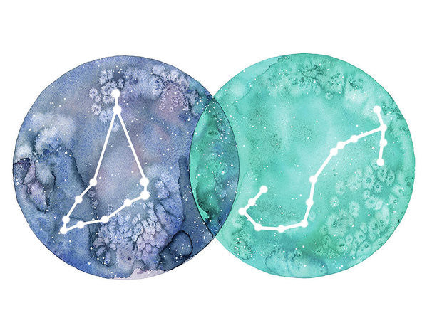 Art Print - Capricorn And Scorpio painting by Virginia Beach Artist Stephie Jones
