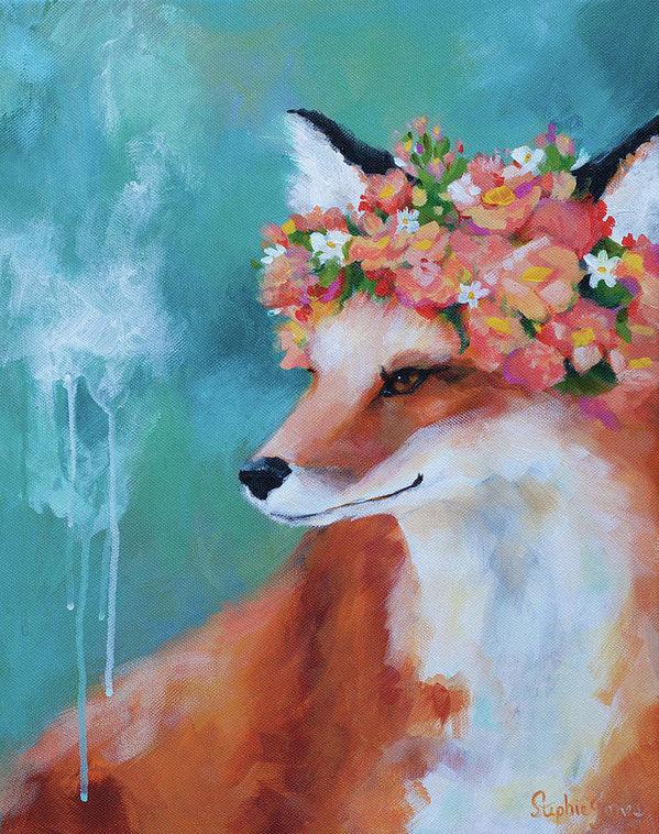 Foxy Loxy, Print painting by Virginia Beach Artist Stephie Jones