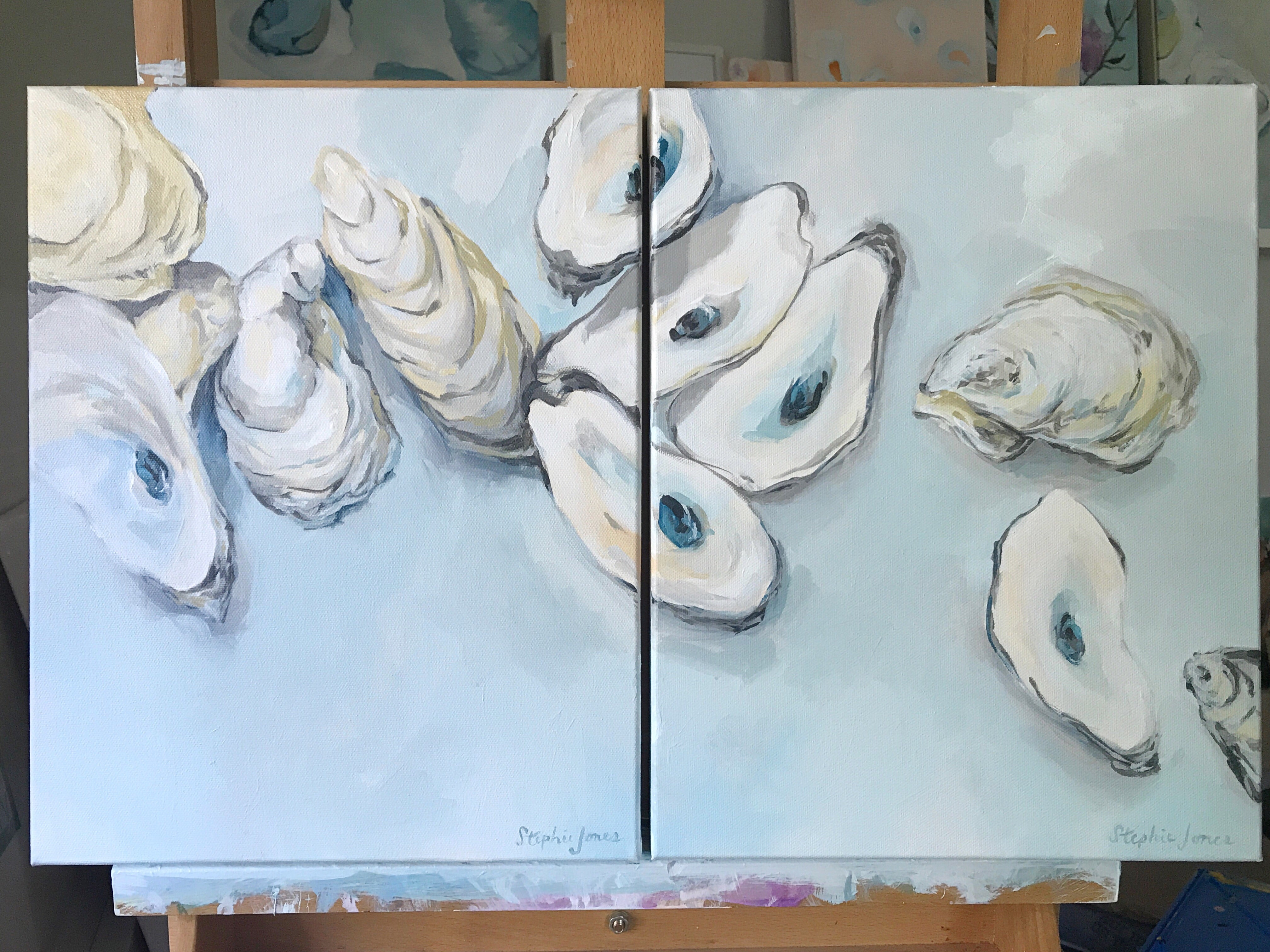 “I Am Yours” and “You Are Mine”, Original Paintings Diptych (Set of 2) painting by Virginia Beach Artist Stephie Jones