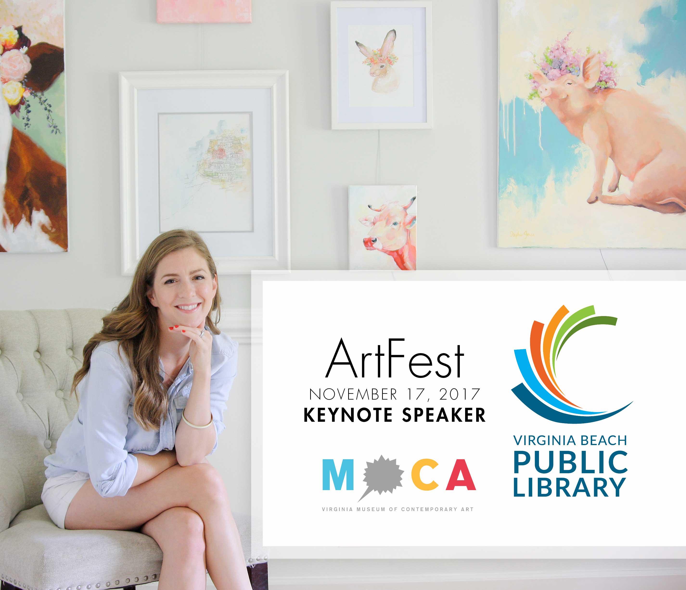 Keynote Speaker at VBPL & MOCA's ArtFest: Nov. 17, 2017 - Stephie Jones Art