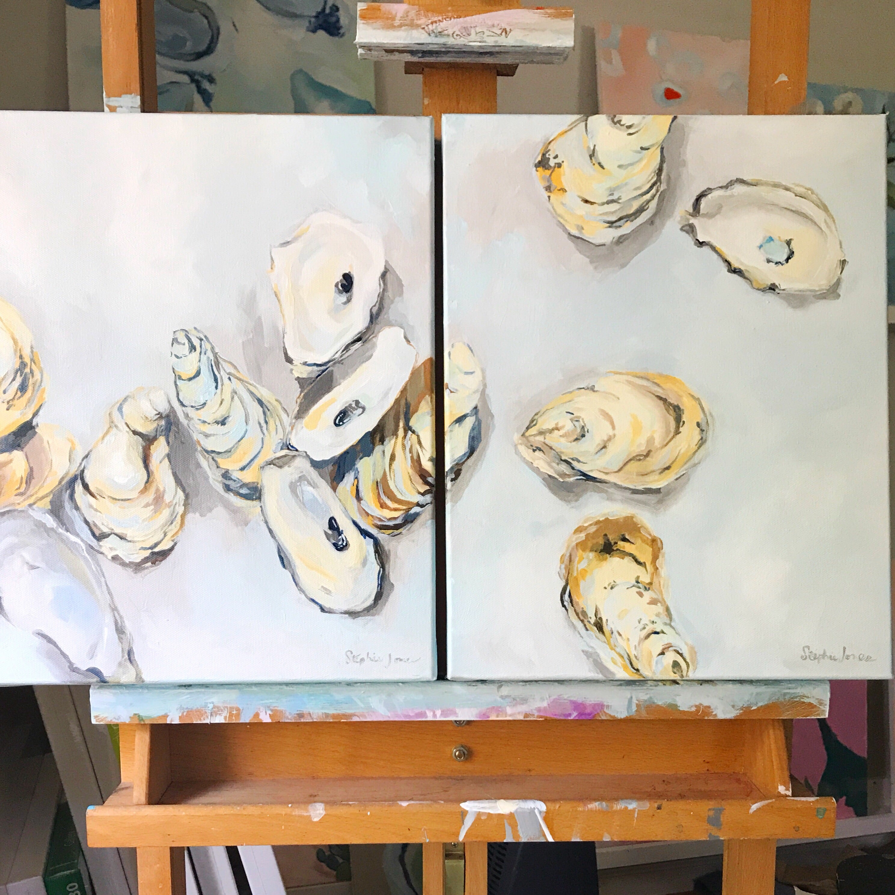 "Make the Time" and "Take the Time," Original Paintings Diptych (Set of 2) painting by Virginia Beach Artist Stephie Jones