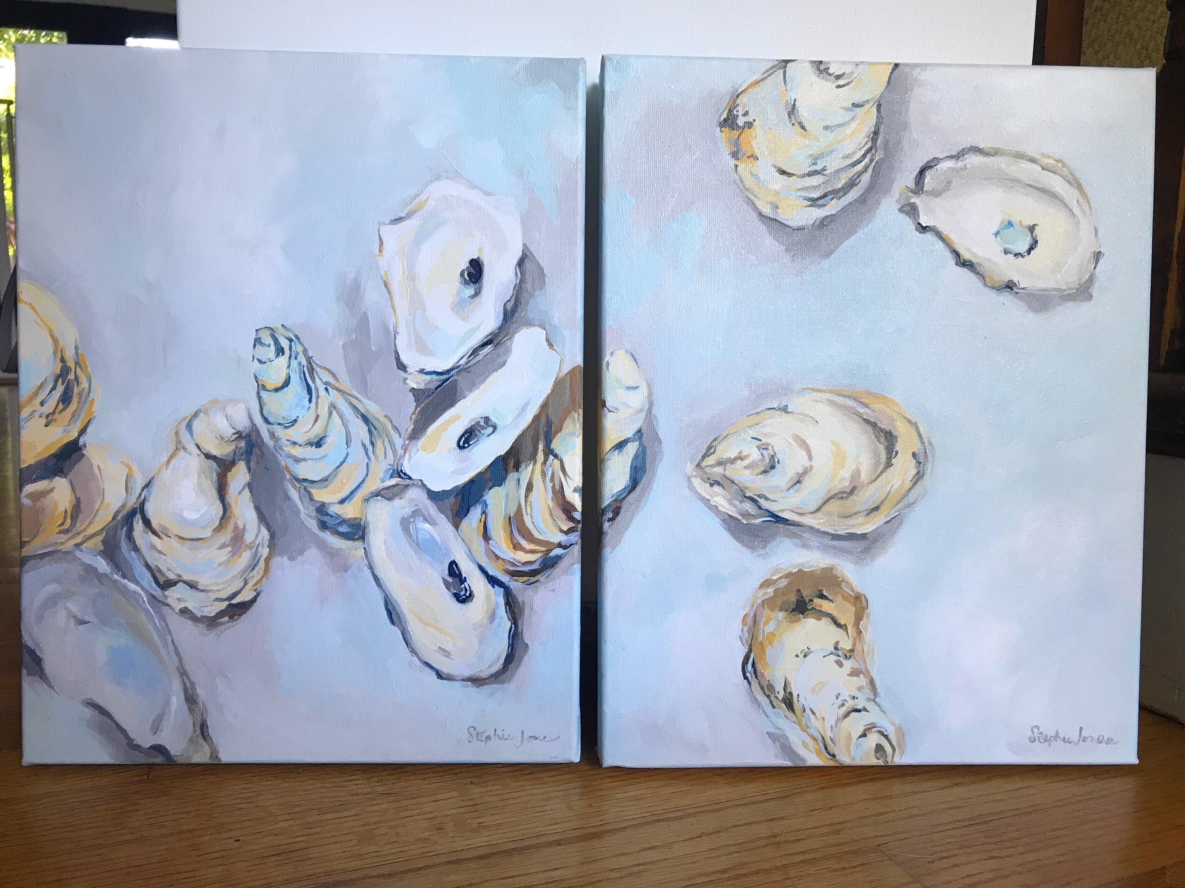 "Make the Time" and "Take the Time," Original Paintings Diptych (Set of 2) painting by Virginia Beach Artist Stephie Jones